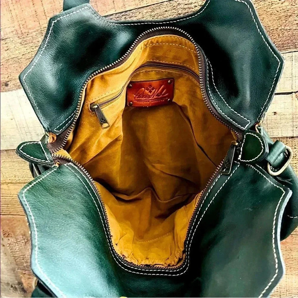 Patricia Nash Napoli Hunter Green Leather Purse - Picture 8 of 12